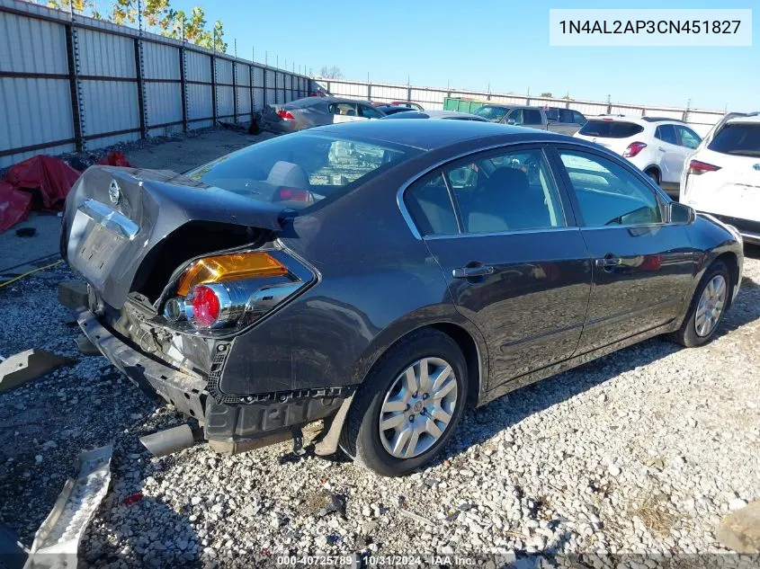 2012 Nissan Altima 2.5 S VIN: 1N4AL2AP3CN451827 Lot: 40725789