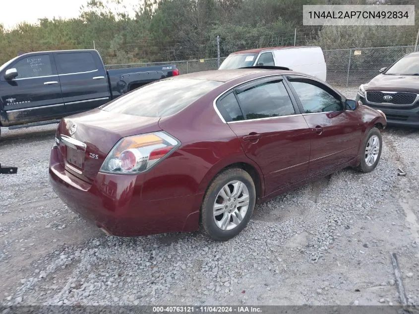 2012 Nissan Altima S VIN: 1N4AL2AP7CN492834 Lot: 40763121