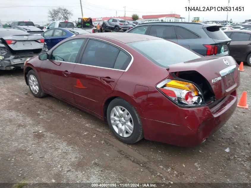 2012 Nissan Altima 2.5 S VIN: 1N4AL2AP1CN531451 Lot: 40801095