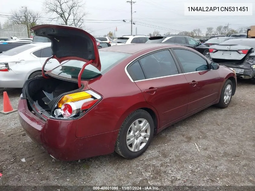 2012 Nissan Altima 2.5 S VIN: 1N4AL2AP1CN531451 Lot: 40801095