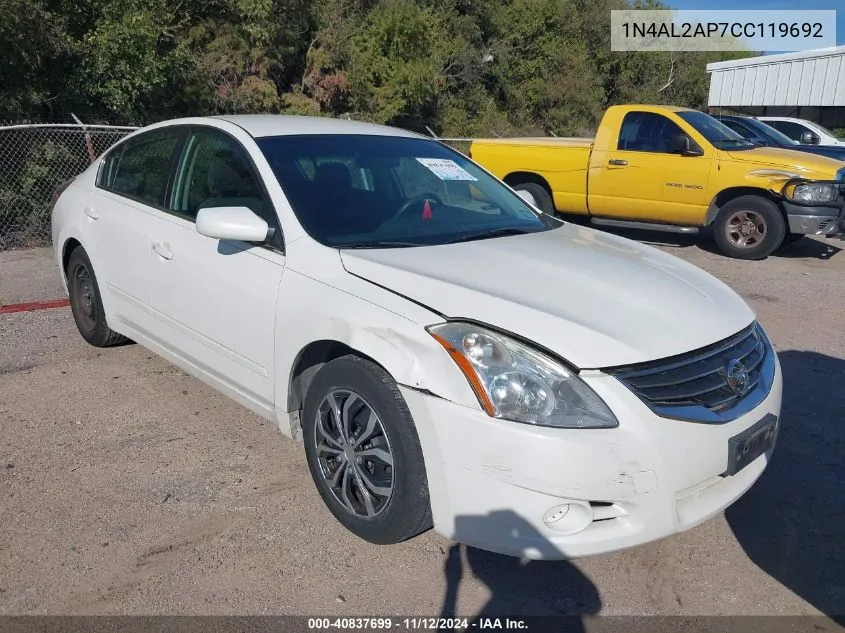 2012 Nissan Altima 2.5 S VIN: 1N4AL2AP7CC119692 Lot: 40837699