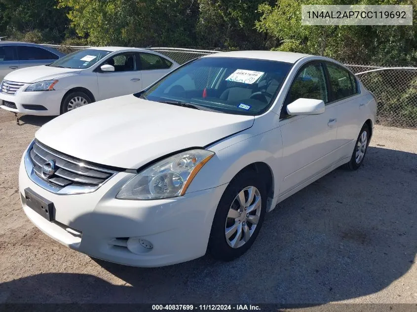 2012 Nissan Altima 2.5 S VIN: 1N4AL2AP7CC119692 Lot: 40837699