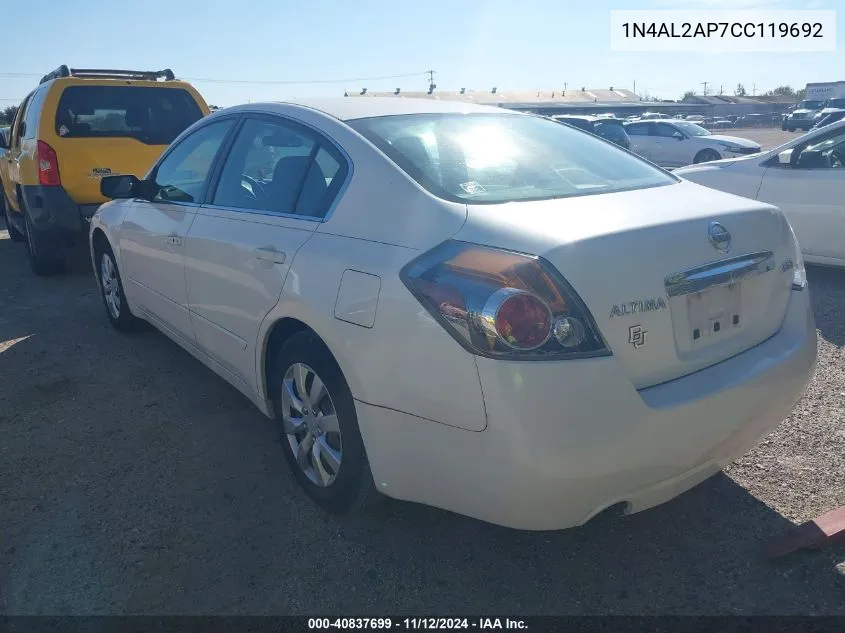 2012 Nissan Altima 2.5 S VIN: 1N4AL2AP7CC119692 Lot: 40837699