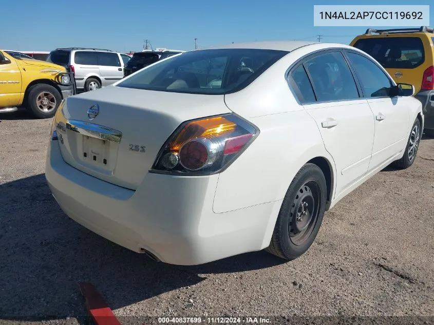 2012 Nissan Altima 2.5 S VIN: 1N4AL2AP7CC119692 Lot: 40837699