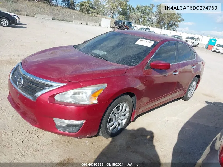 2013 Nissan Altima 2.5 S VIN: 1N4AL3AP6DC274760 Lot: 40393585