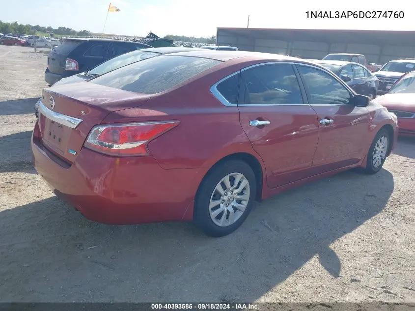 2013 Nissan Altima 2.5 S VIN: 1N4AL3AP6DC274760 Lot: 40393585