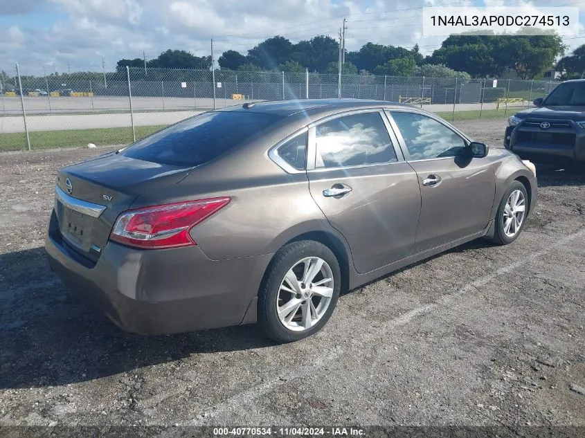 2013 Nissan Altima 2.5/S/Sv/Sl VIN: 1N4AL3AP0DC274513 Lot: 40770534