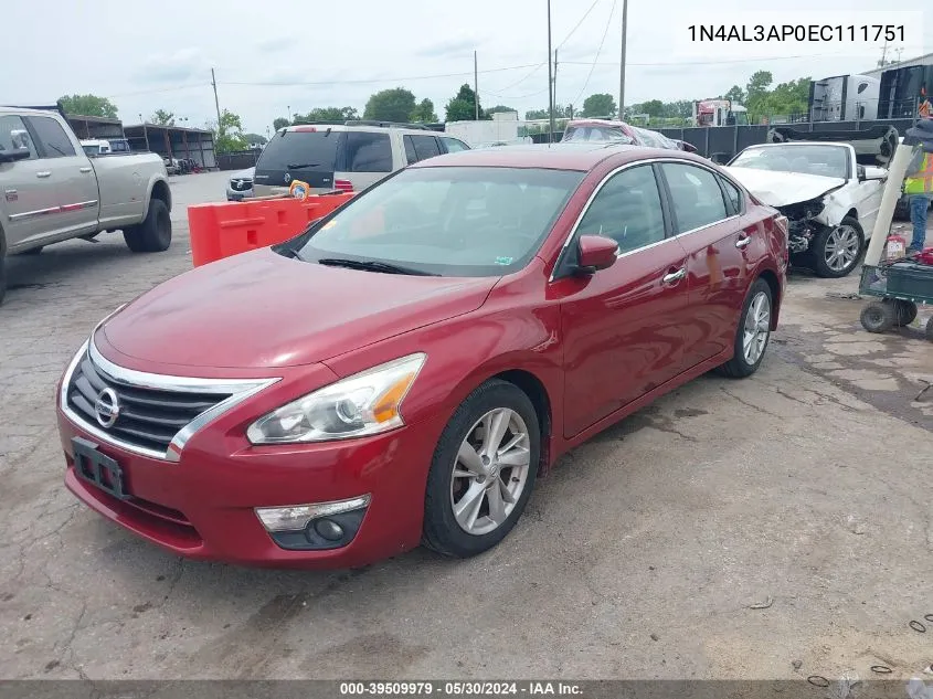 2014 Nissan Altima 2.5 Sl VIN: 1N4AL3AP0EC111751 Lot: 39509979