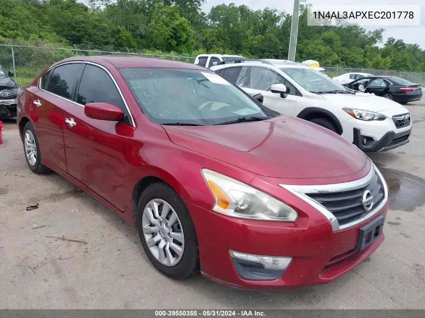 2014 Nissan Altima 2.5/2.5 S/2.5 Sl/2.5 Sv VIN: 1N4AL3APXEC201778 Lot: 39550355