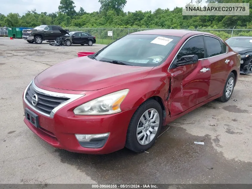 2014 Nissan Altima 2.5/2.5 S/2.5 Sl/2.5 Sv VIN: 1N4AL3APXEC201778 Lot: 39550355