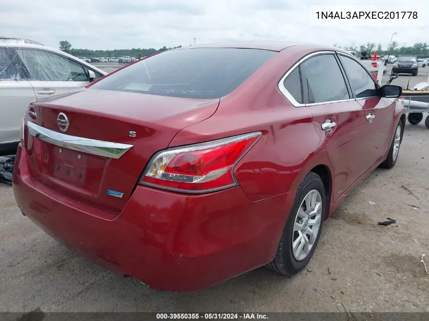 2014 Nissan Altima 2.5/2.5 S/2.5 Sl/2.5 Sv VIN: 1N4AL3APXEC201778 Lot: 39550355