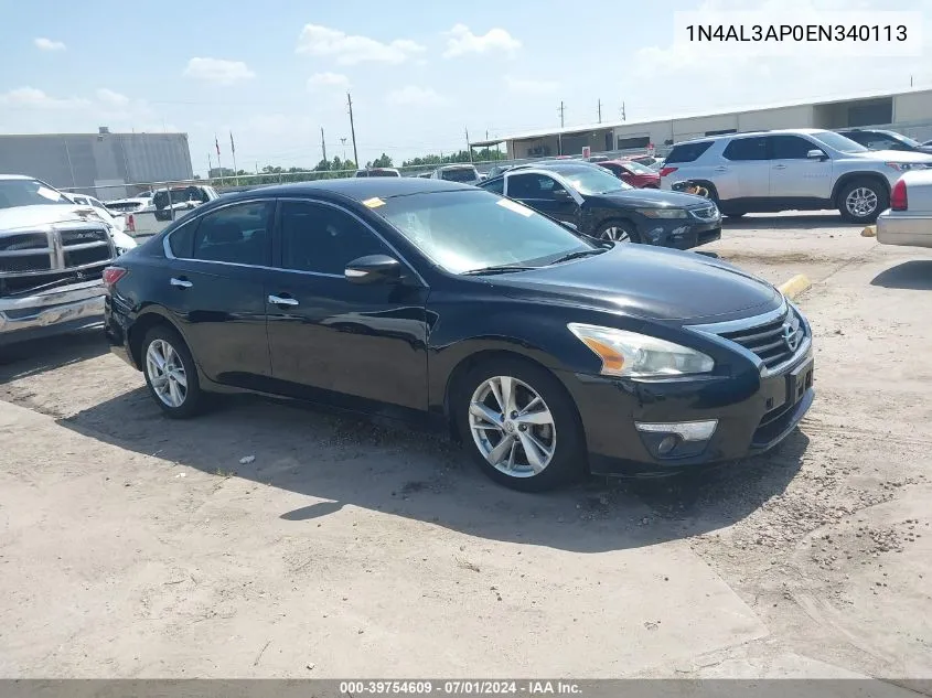 2014 Nissan Altima 2.5 Sl VIN: 1N4AL3AP0EN340113 Lot: 39754609