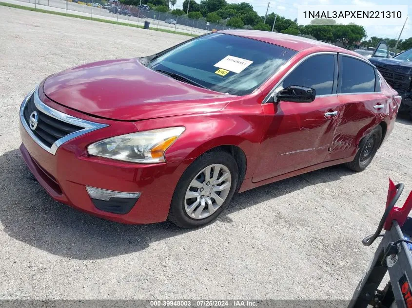 2014 Nissan Altima 2.5 S VIN: 1N4AL3APXEN221310 Lot: 39948003