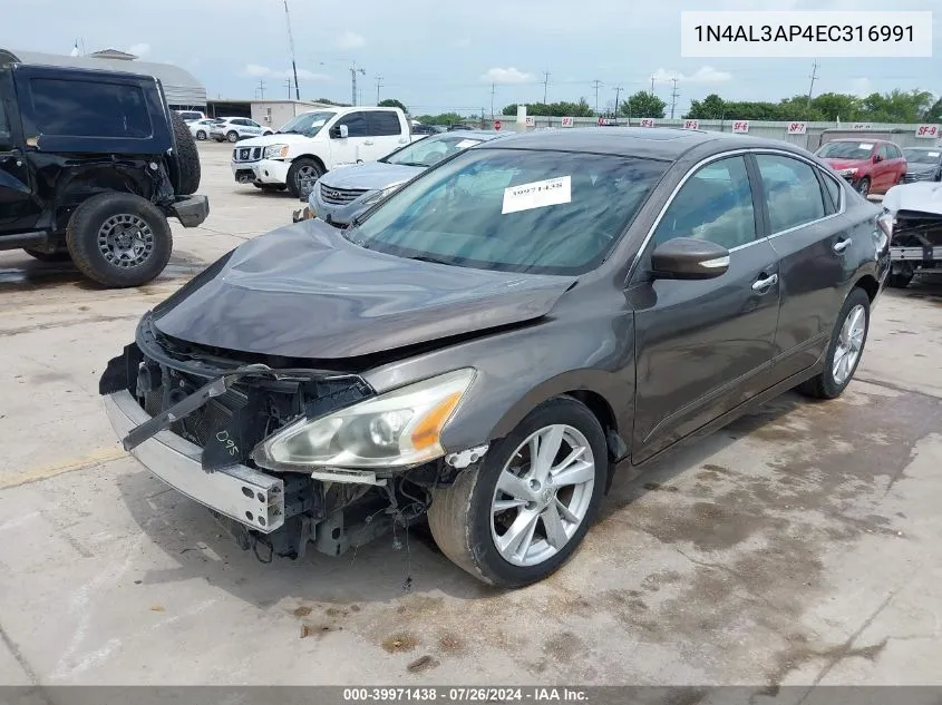 2014 Nissan Altima 2.5 Sv VIN: 1N4AL3AP4EC316991 Lot: 39971438