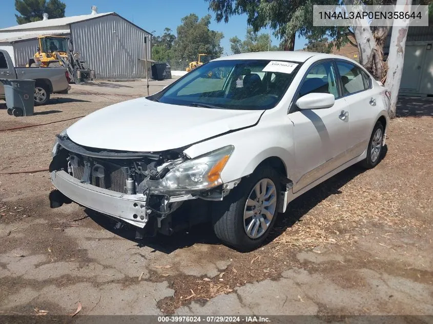 2014 Nissan Altima 2.5 S VIN: 1N4AL3AP0EN358644 Lot: 39976024