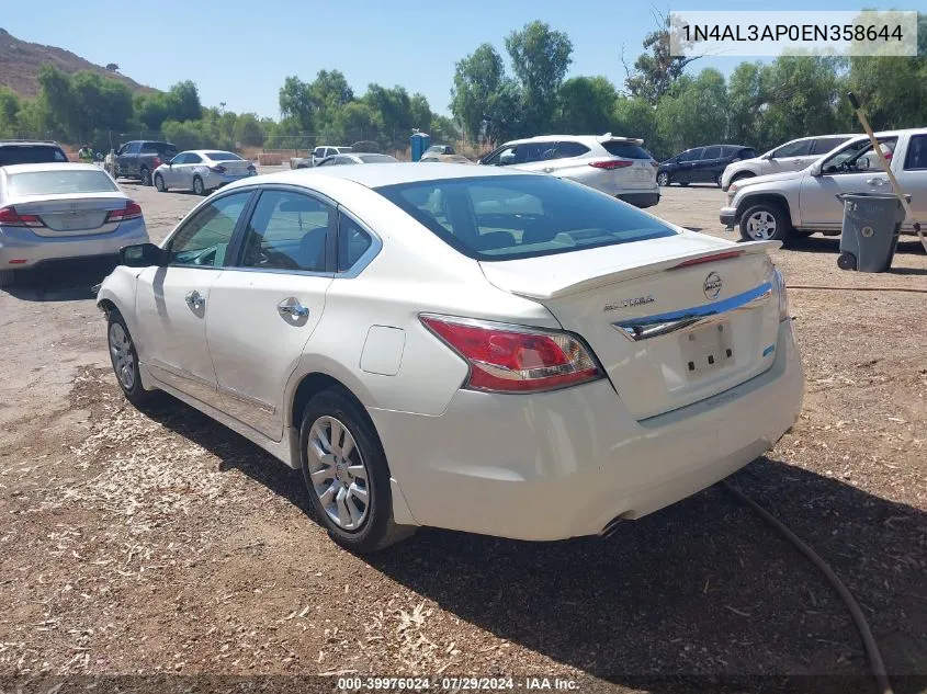 2014 Nissan Altima 2.5 S VIN: 1N4AL3AP0EN358644 Lot: 39976024