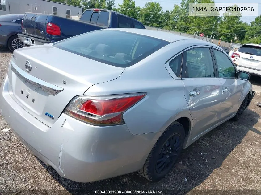 2014 Nissan Altima 2.5/2.5 S/2.5 Sl/2.5 Sv VIN: 1N4AL3AP5EC402956 Lot: 40023908