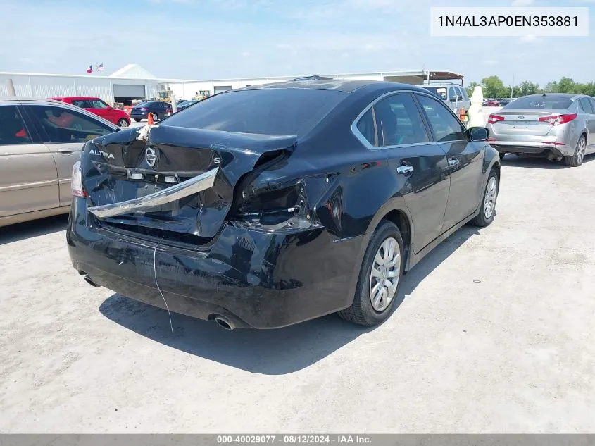 2014 Nissan Altima 2.5/2.5 S/2.5 Sl/2.5 Sv VIN: 1N4AL3AP0EN353881 Lot: 40029077