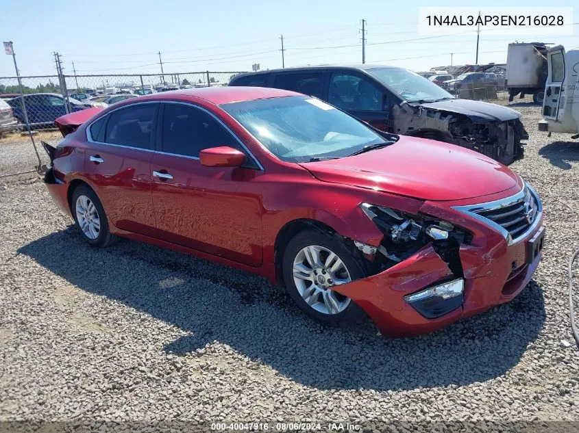 2014 Nissan Altima 2.5 S VIN: 1N4AL3AP3EN216028 Lot: 40047916