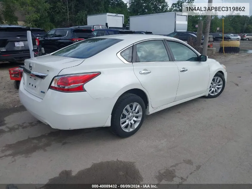 2014 Nissan Altima 2.5 S VIN: 1N4AL3AP8EC319862 Lot: 40089432