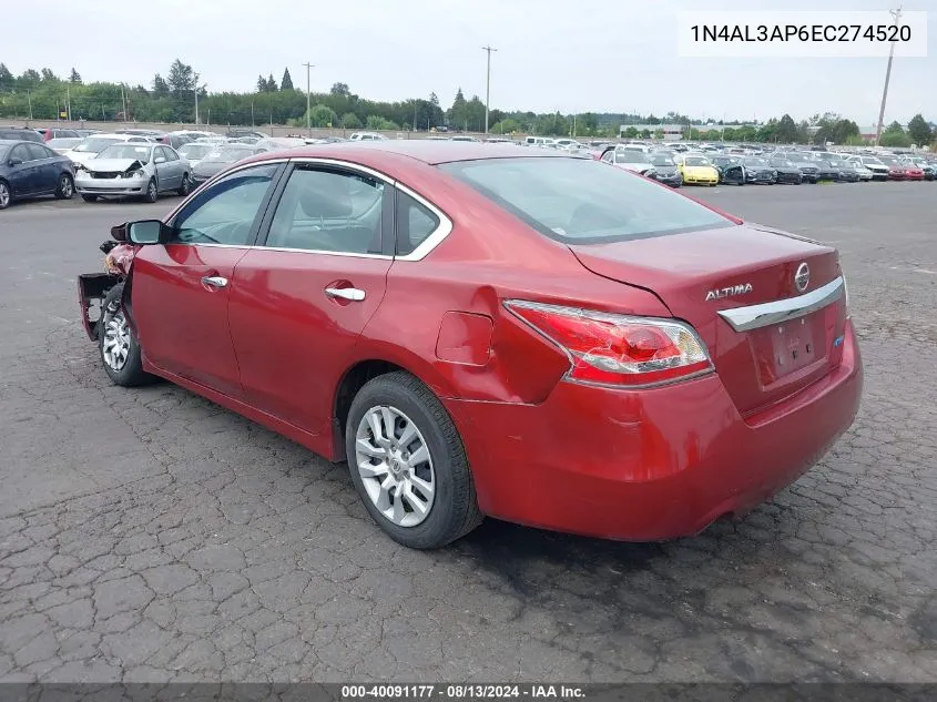 2014 Nissan Altima 2.5/2.5 S/2.5 Sl/2.5 Sv VIN: 1N4AL3AP6EC274520 Lot: 40091177