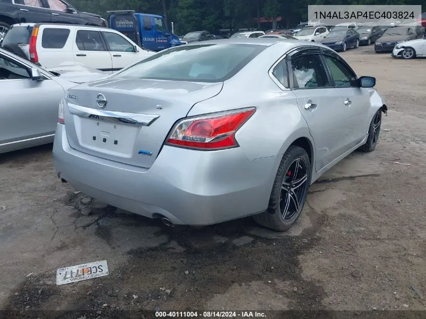 2014 Nissan Altima 2.5/2.5 S/2.5 Sl/2.5 Sv VIN: 1N4AL3AP4EC403824 Lot: 40111004