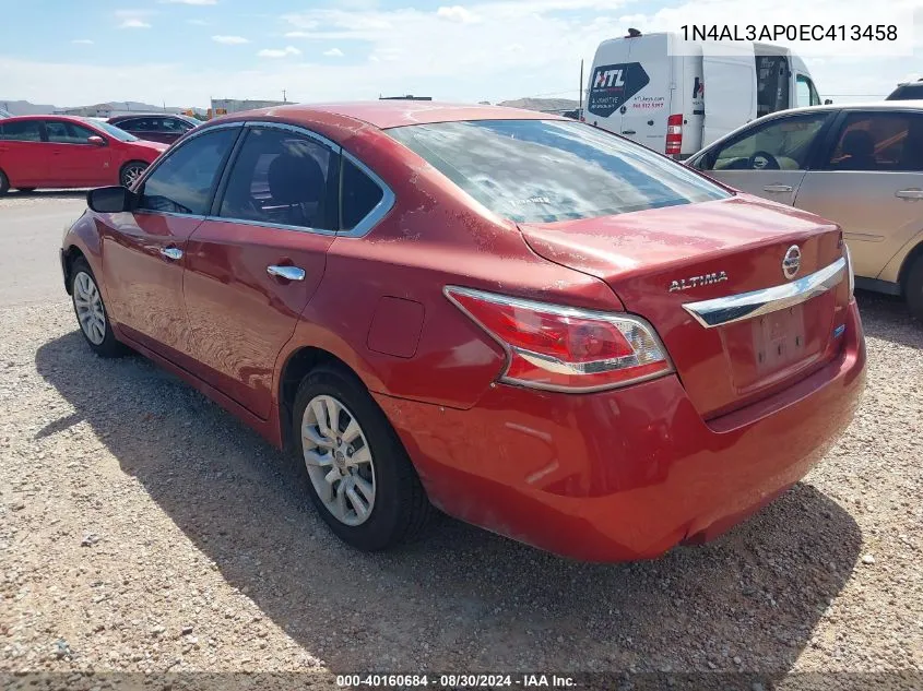 2014 Nissan Altima 2.5/2.5 S/2.5 Sl/2.5 Sv VIN: 1N4AL3AP0EC413458 Lot: 40160684