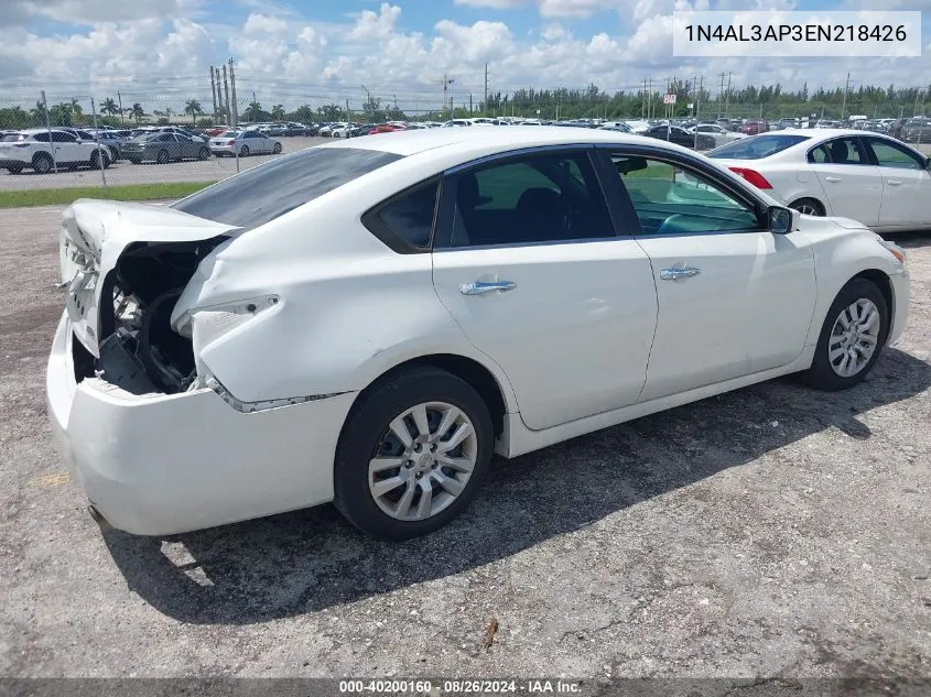 2014 Nissan Altima 2.5 S VIN: 1N4AL3AP3EN218426 Lot: 40200160