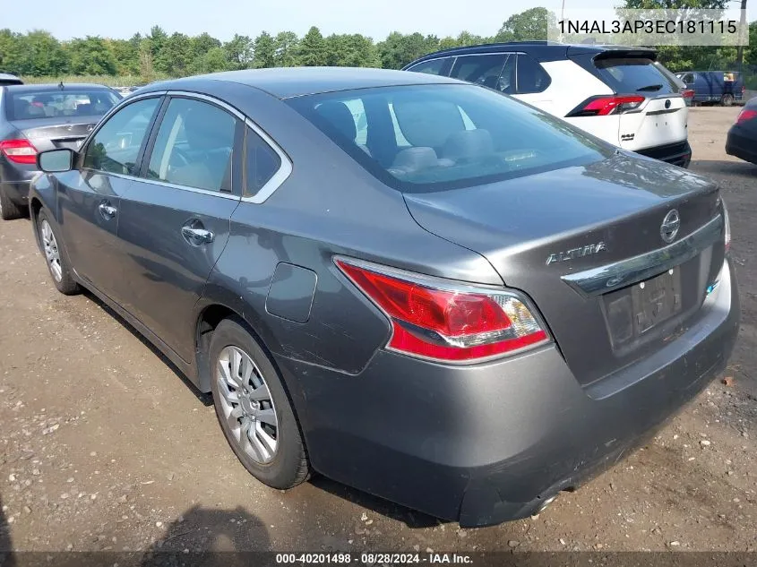 2014 Nissan Altima 2.5 S VIN: 1N4AL3AP3EC181115 Lot: 40201498