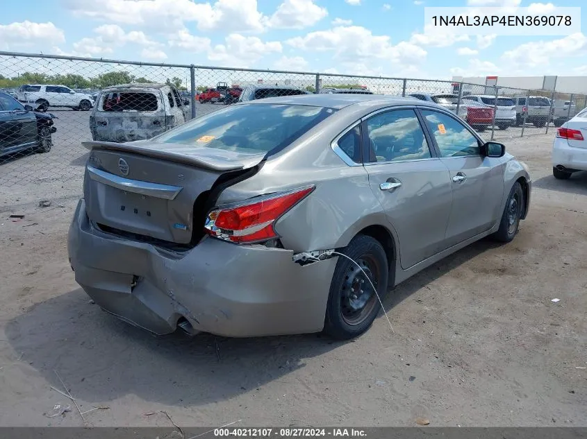 2014 Nissan Altima 2.5 S VIN: 1N4AL3AP4EN369078 Lot: 40212107