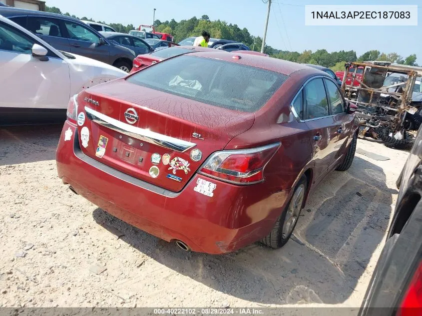 2014 Nissan Altima 2.5 Sl VIN: 1N4AL3AP2EC187083 Lot: 40222102