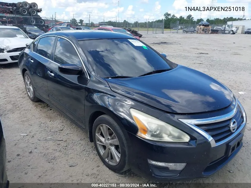 1N4AL3APXEN251018 2014 Nissan Altima 2.5 Sv