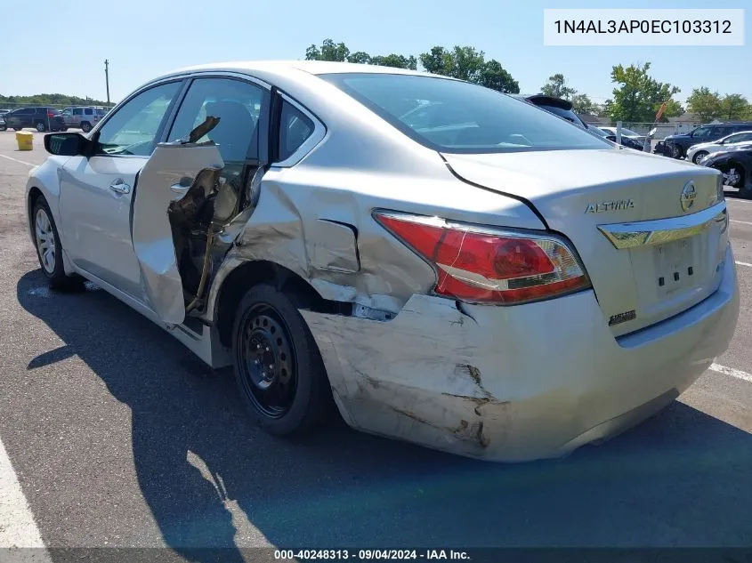 2014 Nissan Altima 2.5 S VIN: 1N4AL3AP0EC103312 Lot: 40248313