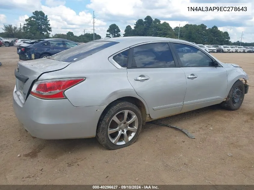 2014 Nissan Altima 2.5 S VIN: 1N4AL3AP9EC278643 Lot: 40296627