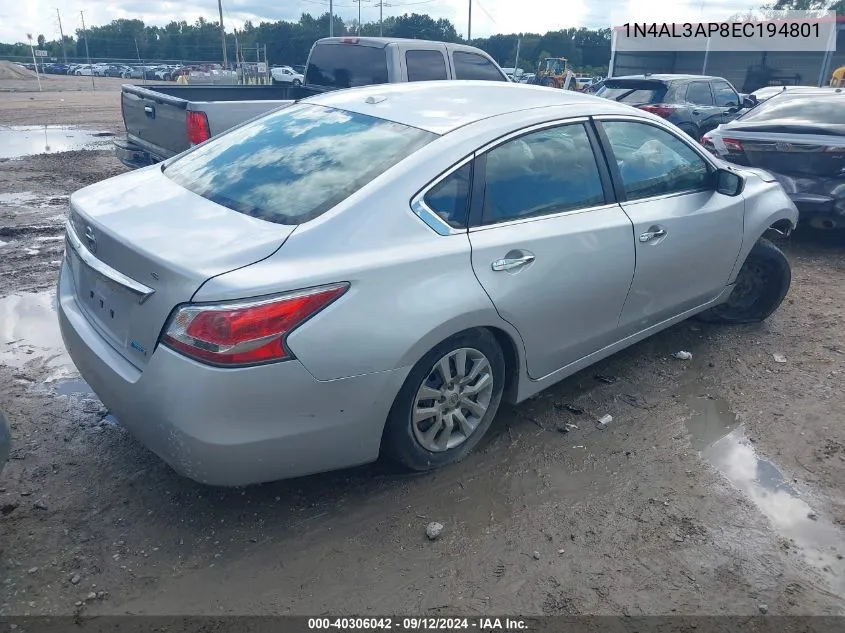 1N4AL3AP8EC194801 2014 Nissan Altima 2.5 S