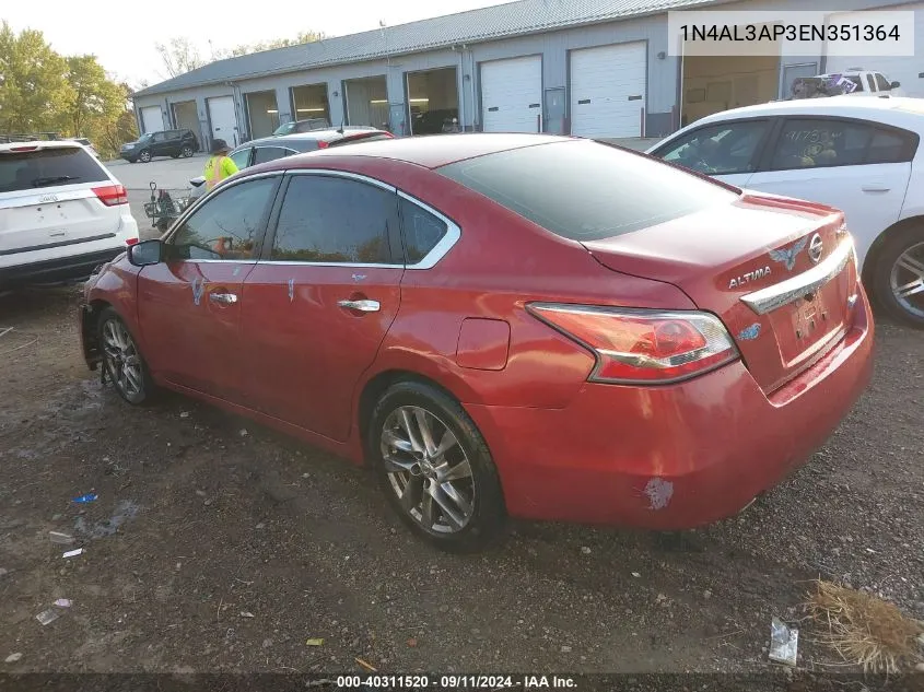 2014 Nissan Altima 2.5/S/Sv/Sl VIN: 1N4AL3AP3EN351364 Lot: 40311520