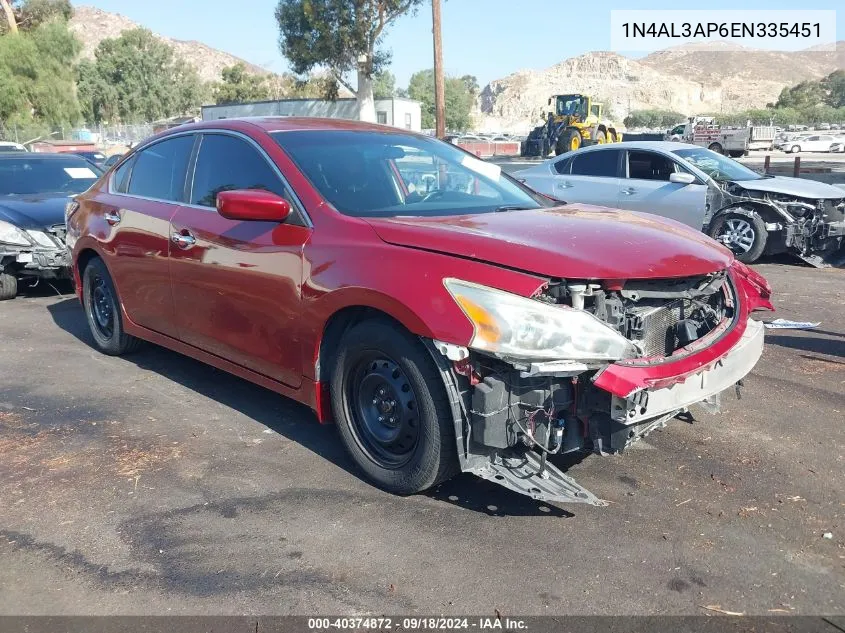 2014 Nissan Altima 2.5 S VIN: 1N4AL3AP6EN335451 Lot: 40374872