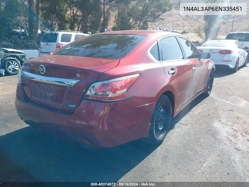 2014 Nissan Altima 2.5 S VIN: 1N4AL3AP6EN335451 Lot: 40374872