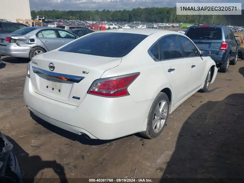 2014 Nissan Altima 2.5 Sv VIN: 1N4AL3AP2EC320571 Lot: 40381768