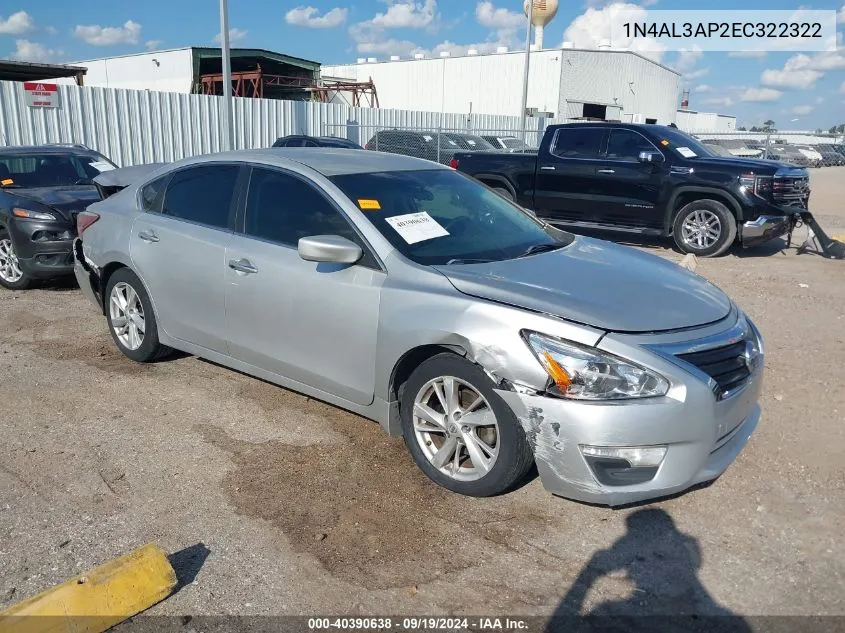 2014 Nissan Altima 2.5 Sv VIN: 1N4AL3AP2EC322322 Lot: 40390638