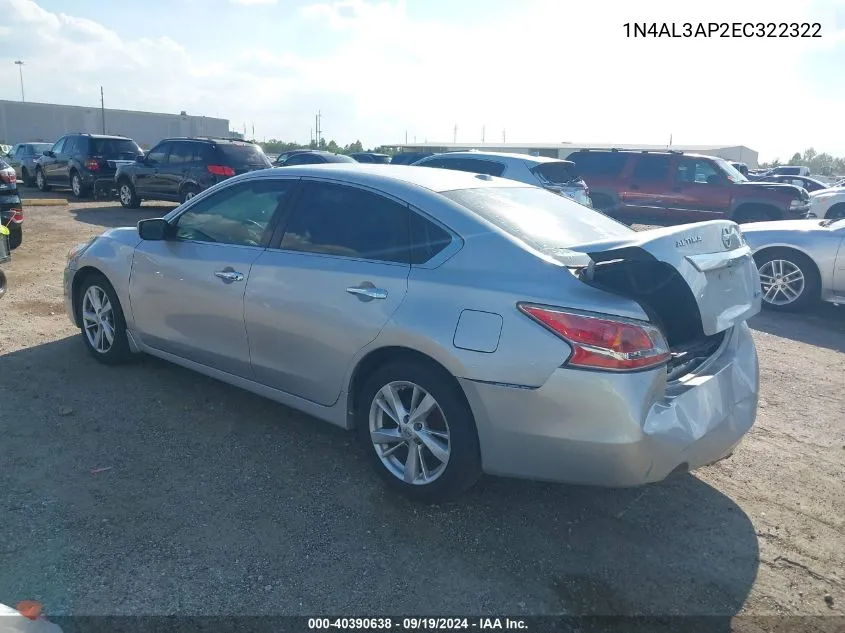 2014 Nissan Altima 2.5 Sv VIN: 1N4AL3AP2EC322322 Lot: 40390638