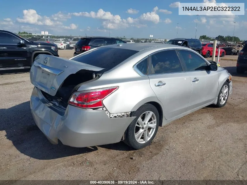 2014 Nissan Altima 2.5 Sv VIN: 1N4AL3AP2EC322322 Lot: 40390638