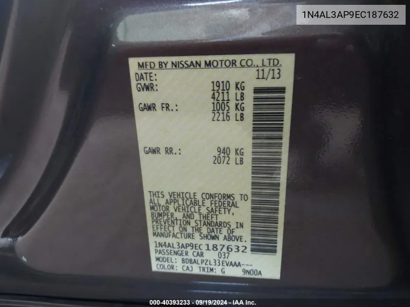 1N4AL3AP9EC187632 2014 Nissan Altima 2.5