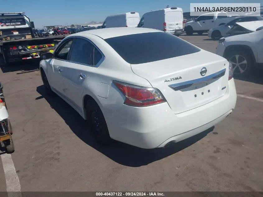 2014 Nissan Altima 2.5 S VIN: 1N4AL3AP3EN230110 Lot: 40437122