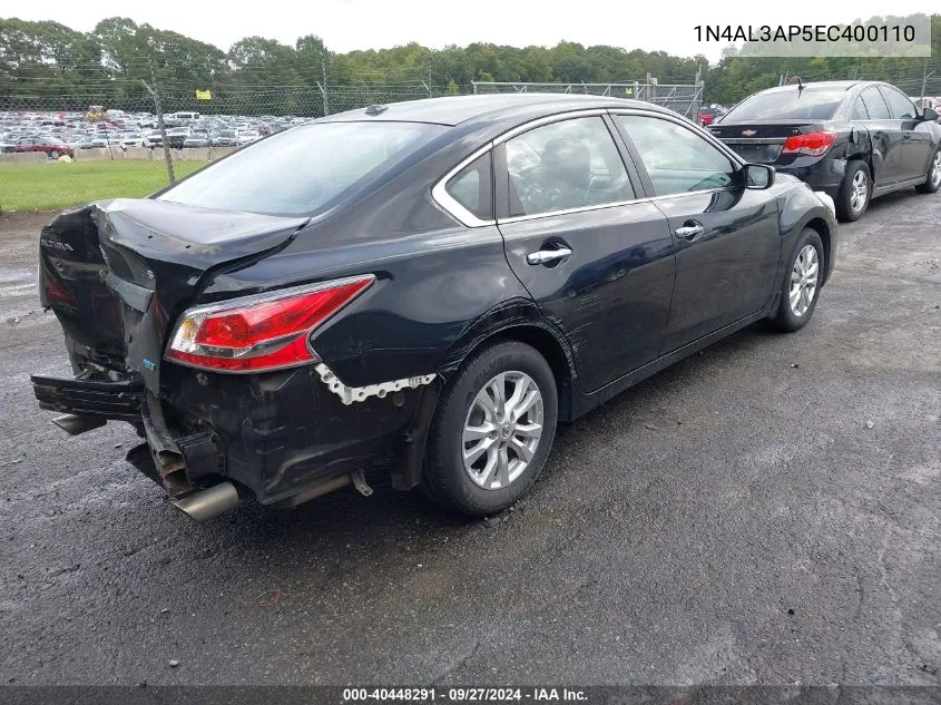 2014 Nissan Altima 2.5 S VIN: 1N4AL3AP5EC400110 Lot: 40448291