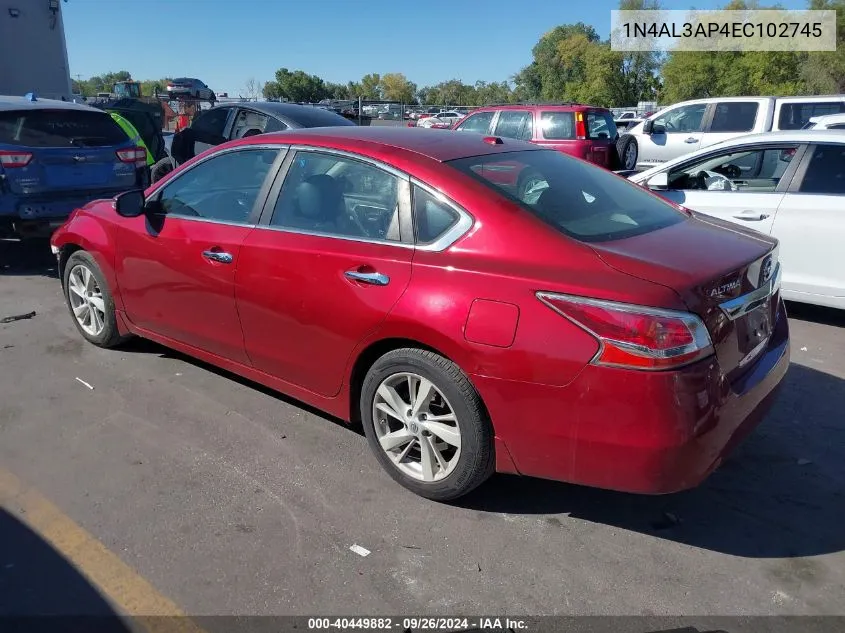 2014 Nissan Altima 2.5 Sl VIN: 1N4AL3AP4EC102745 Lot: 40449882