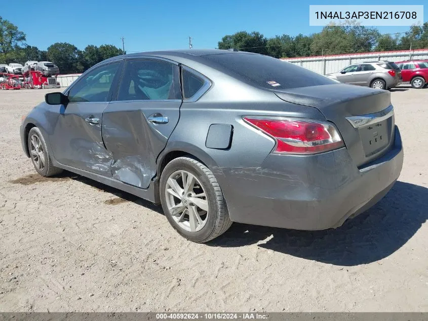 2014 Nissan Altima 2.5 Sv VIN: 1N4AL3AP3EN216708 Lot: 40592624