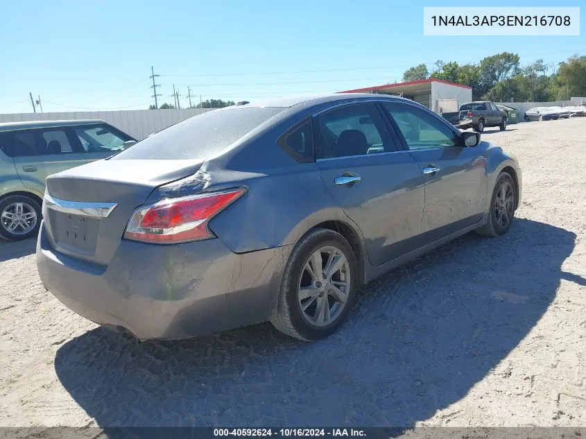 2014 Nissan Altima 2.5 Sv VIN: 1N4AL3AP3EN216708 Lot: 40592624