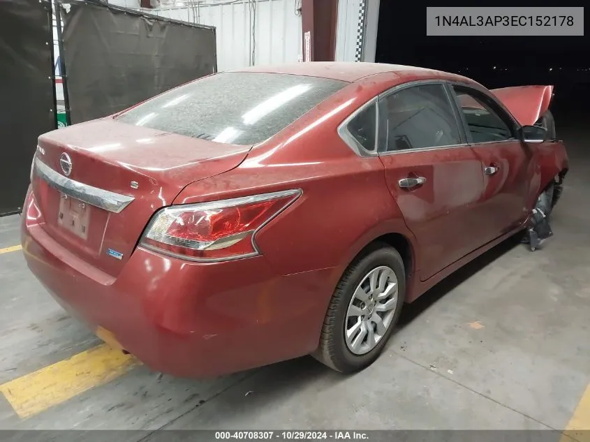 2014 Nissan Altima 2.5 S VIN: 1N4AL3AP3EC152178 Lot: 40708307