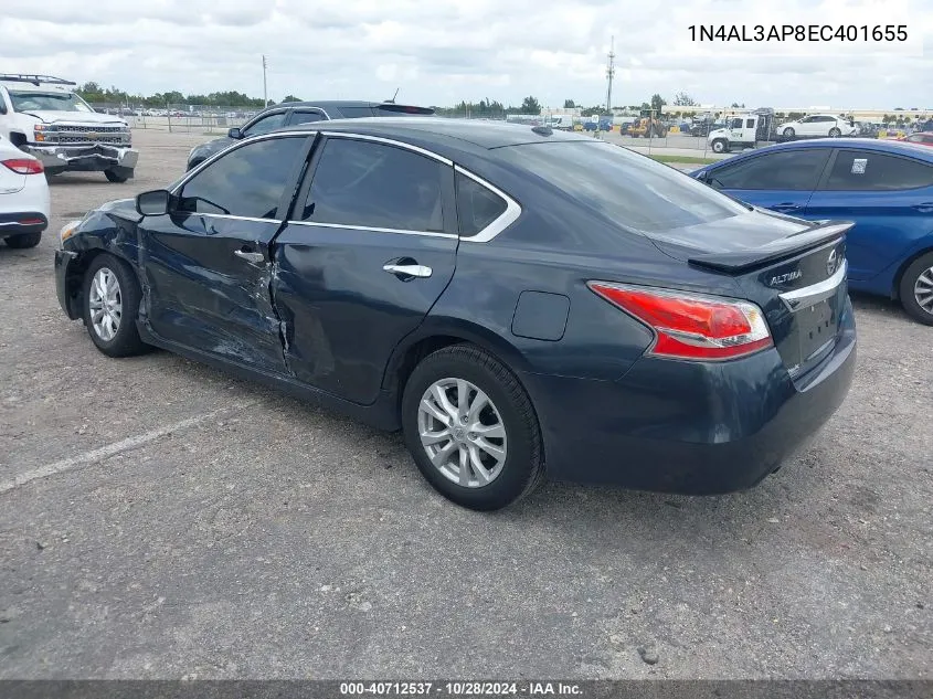 2014 Nissan Altima 2.5 S VIN: 1N4AL3AP8EC401655 Lot: 40712537